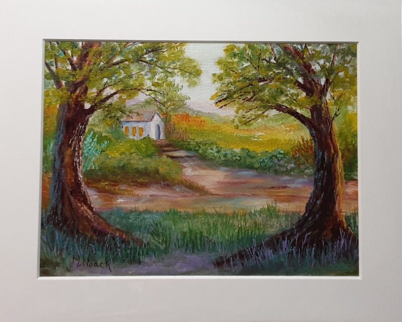 Quiet Chapel 10×8 matted Oil painting