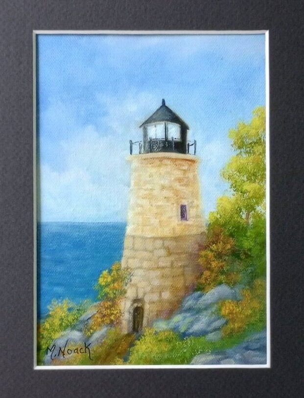 Lighthouse of Stone 8x10 Matted Oil Painting
