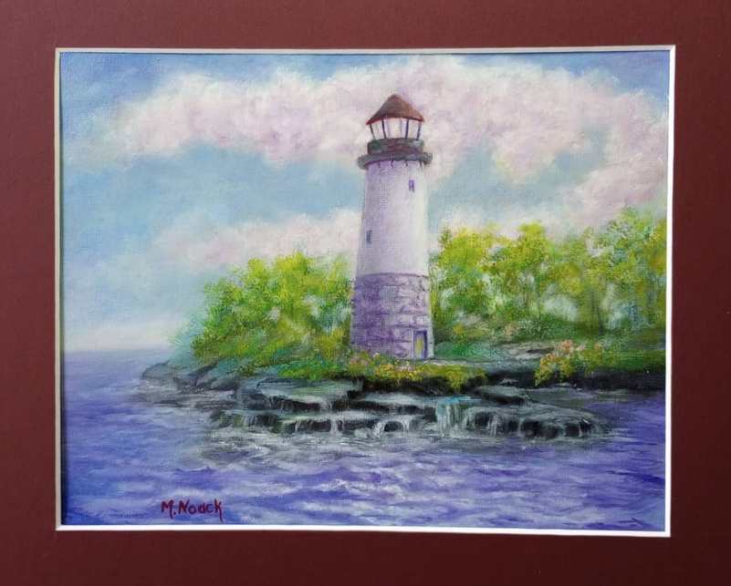 Lighthouse Bay 14x11 Matted Oil Painting